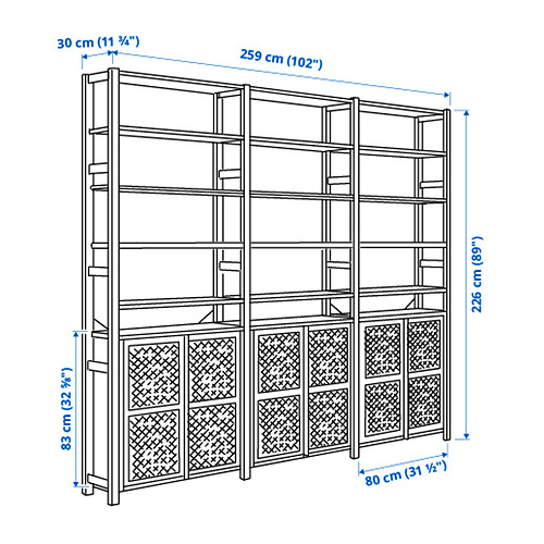 IVAR 3 sections/cabinet/shelves