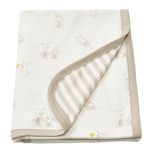 LEN - blanket, white beige/bunny pattern stripe pattern, 80x100 cm | IKEA Hong Kong and Macau - E1005900_S4