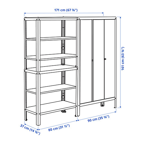 KOLBJÖRN shelving unit with cabinet