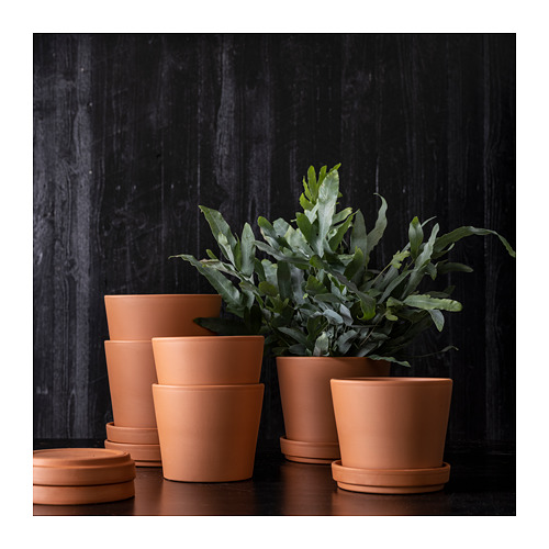 BRUNBÄR plant pot with saucer