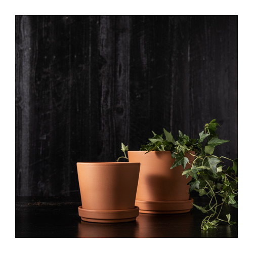BRUNBÄR plant pot with saucer