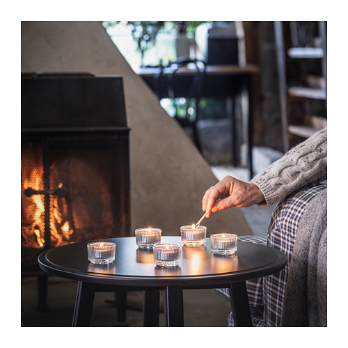 ENSTAKA scented tealight, 3.5 hr, Bonfire/grey