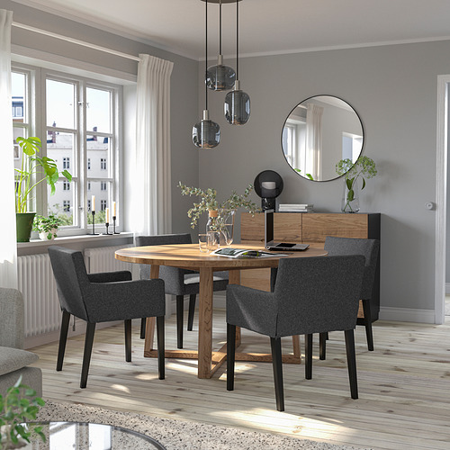 MÖRBYLÅNGA/MÅRENÄS table and 4 chairs with armrests