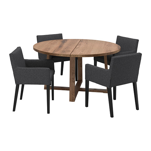 MÖRBYLÅNGA/MÅRENÄS table and 4 chairs with armrests