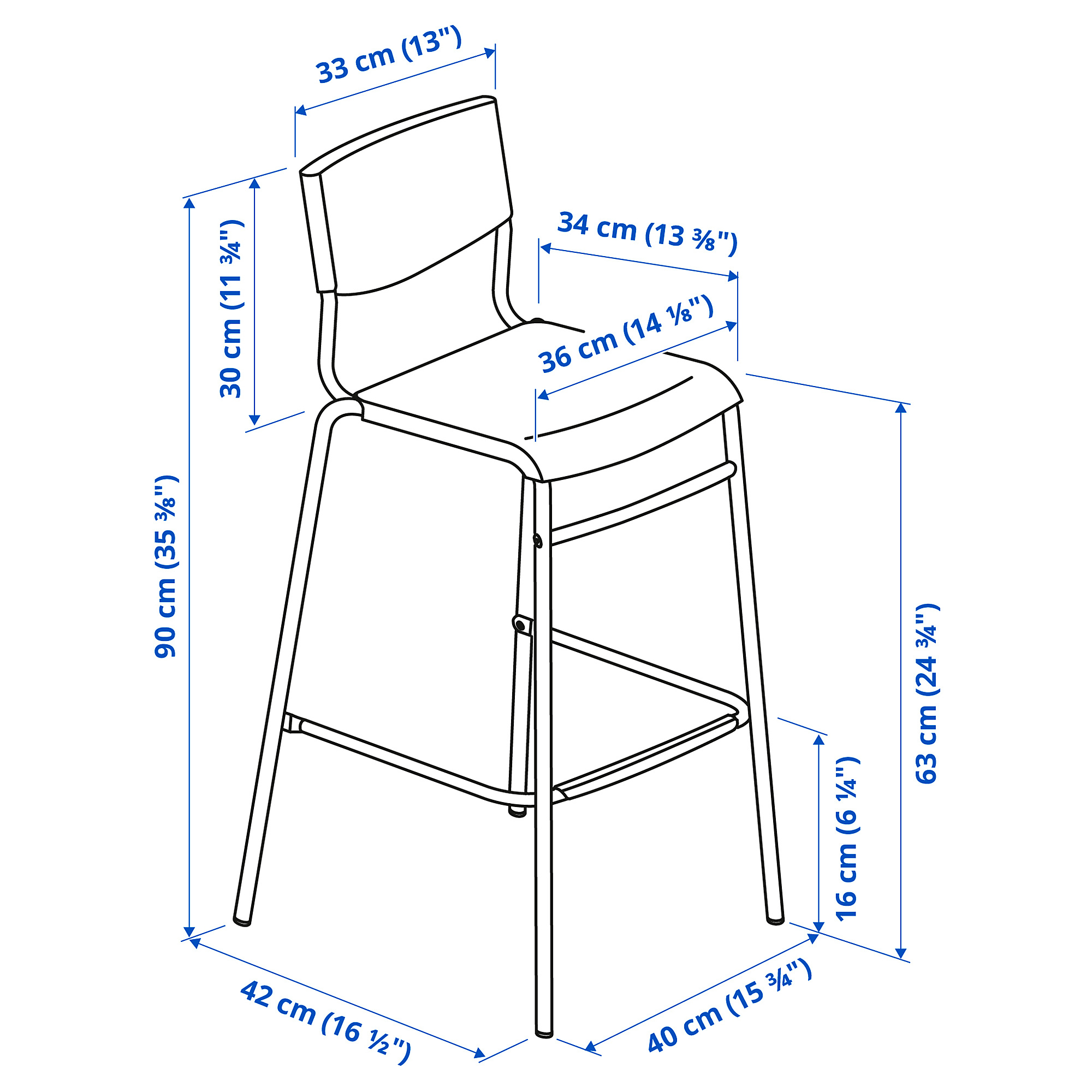 STIG bar stool with backrest