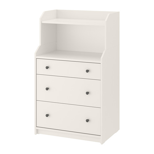 HAUGA chest of 3 drawers with shelf