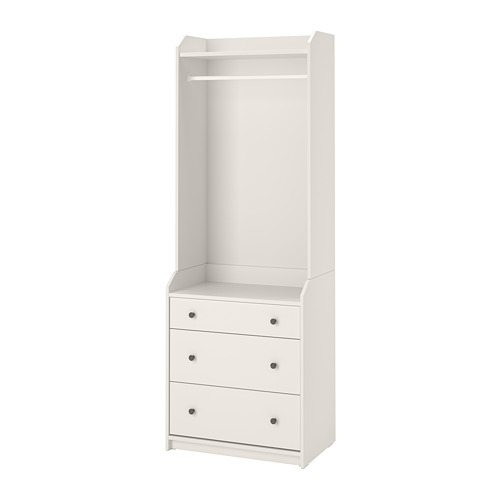 HAUGA open wardrobe with 3 drawers