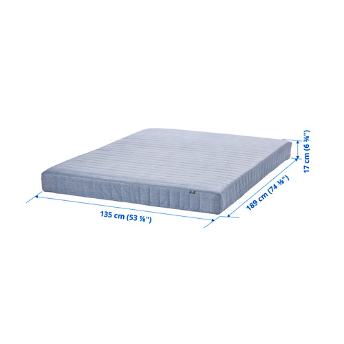 VADSÖ spring mattress, extra firm/light blue, double