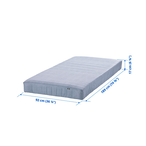 VADSÖ spring mattress, extra firm/light blue, single