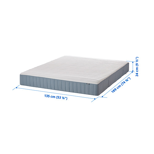 VALEVÅG pocket sprung mattress, firm/light blue, double