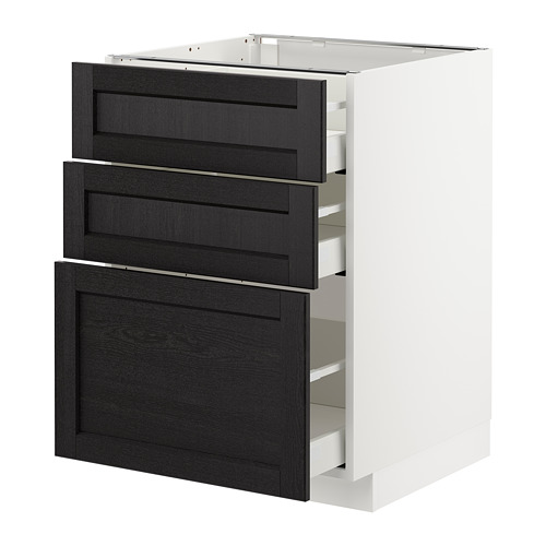 METOD base cabinet with 3 drawers