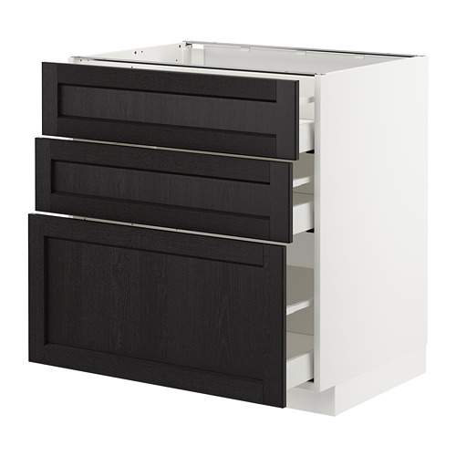 METOD base cabinet with 3 drawers