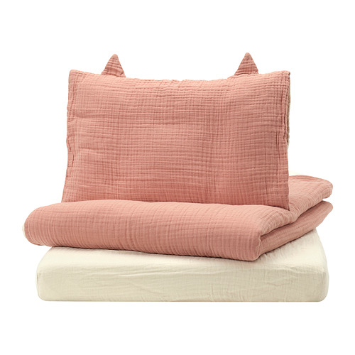 GULDVÄVARE - 3-piece bedlinen set for cot, pale pink/beige, 60x120 cm | IKEA Hong Kong and Macau - PE968327_S4
