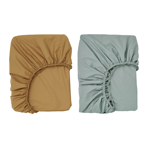 GULDVÄVARE - fitted sheet for cot, dark yellow/blue, 60x120 cm | IKEA Hong Kong and Macau - PE968342_S4