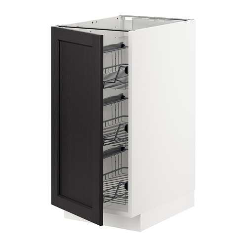 METOD base cabinet with wire baskets