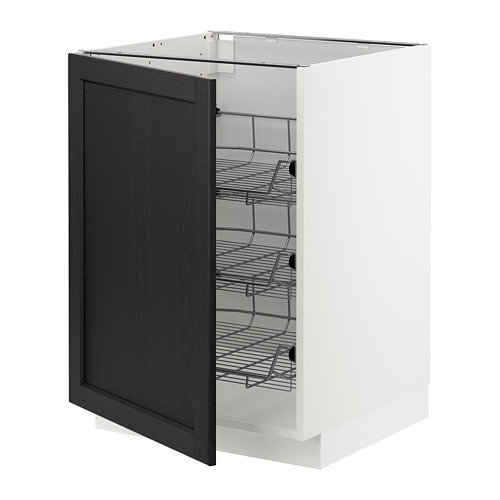 METOD base cabinet with wire baskets