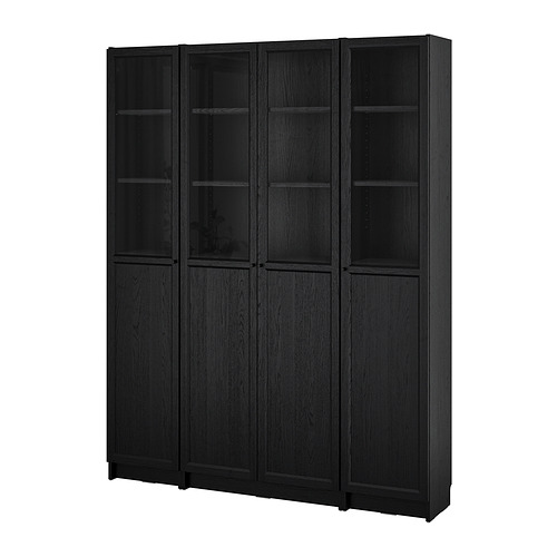 BILLY/OXBERG bookcase comb w panel/glass doors