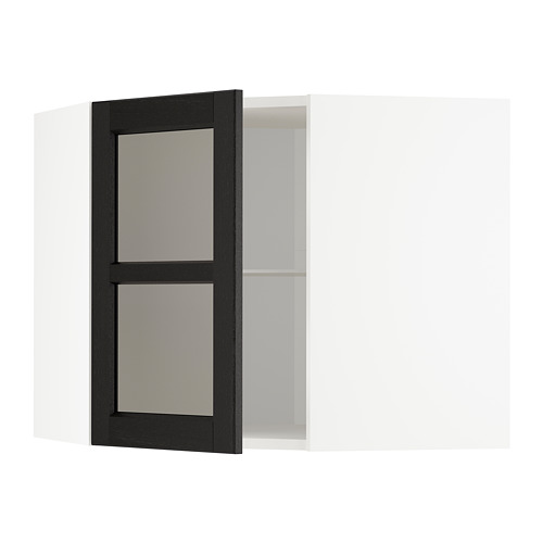 METOD corner wall cab w shelves/glass dr
