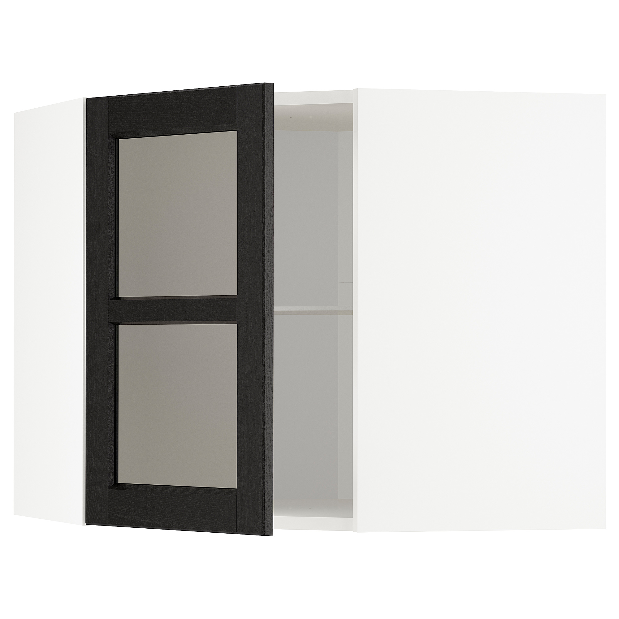 METOD corner wall cab w shelves/glass dr