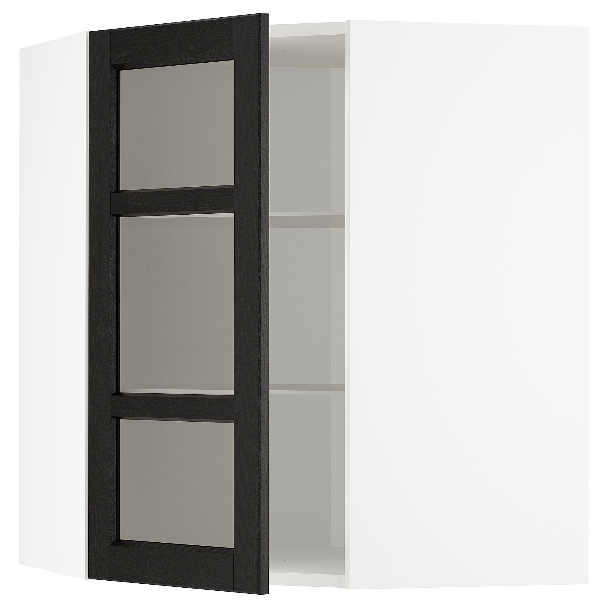 METOD corner wall cab w shelves/glass dr