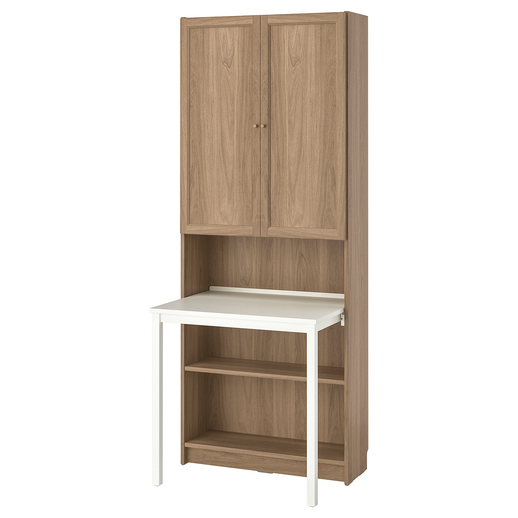 BILLY/OXBERG - bookcase with panel/glass doors, white