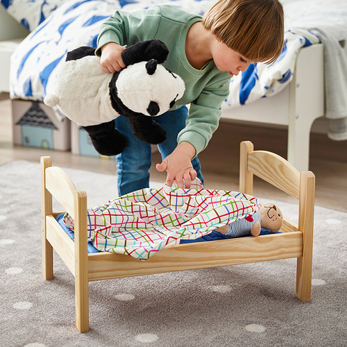 DUKTIG doll s bed with bedlinen set pine multicolour IKEA Hong Kong and Macau