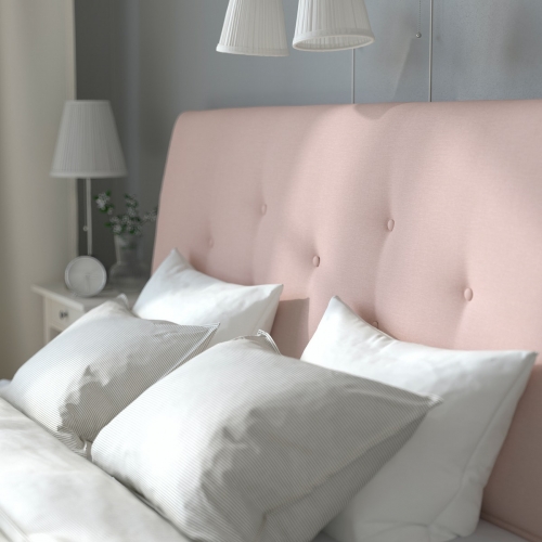 IDANÄS upholstered ottoman bed, Gunnared pale pink, queen
