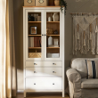 HEMNES glass-door cabinet with 3 drawers