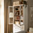 HEMNES glass-door cabinet with 3 drawers