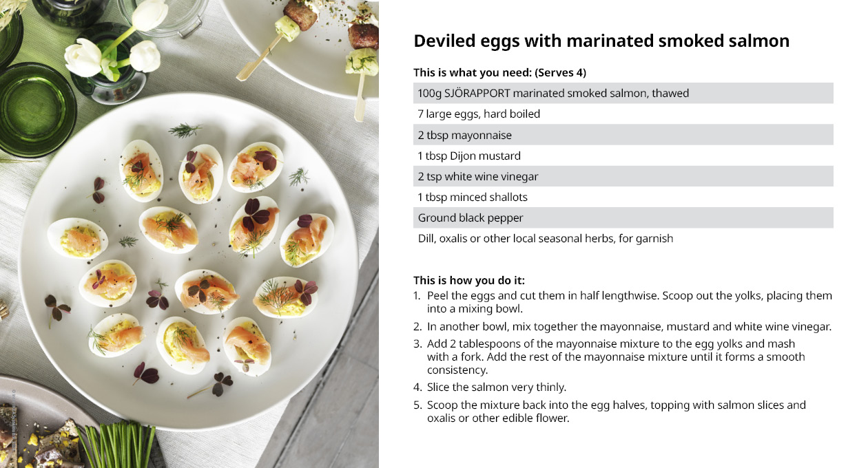Deviled eggs with marinated smoked salmon