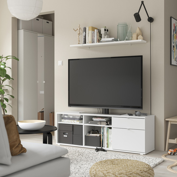 IKEA BYÅS テレビ台 ホワイト 160cm BYÅS ビーオース テレビ台, ハイグロス ホワイト, 160x42x46 cm