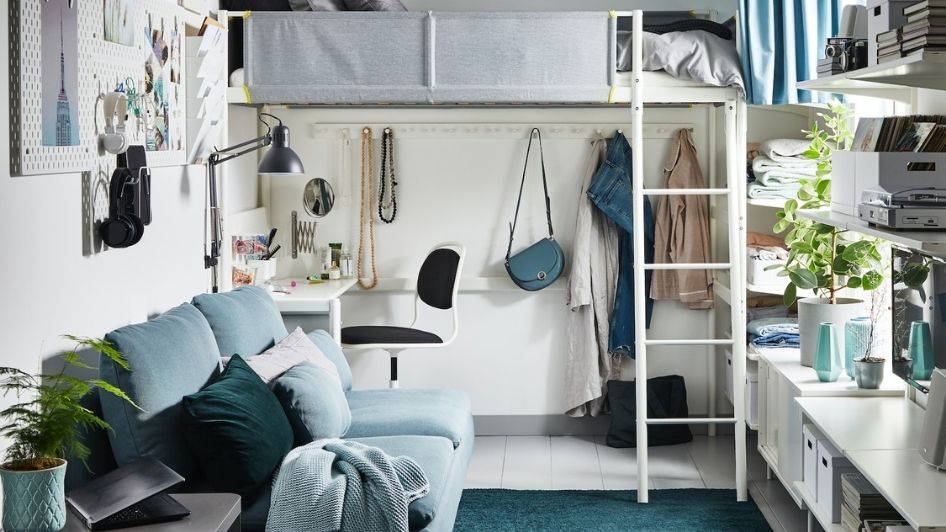 VITVAL loft bed frame white light grey Single IKEA Hong Kong