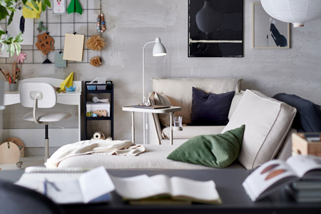 Working comfortably in the living room