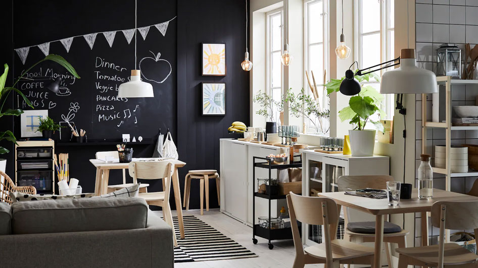 A cosy dining room with a Scandi cafe atmosphere