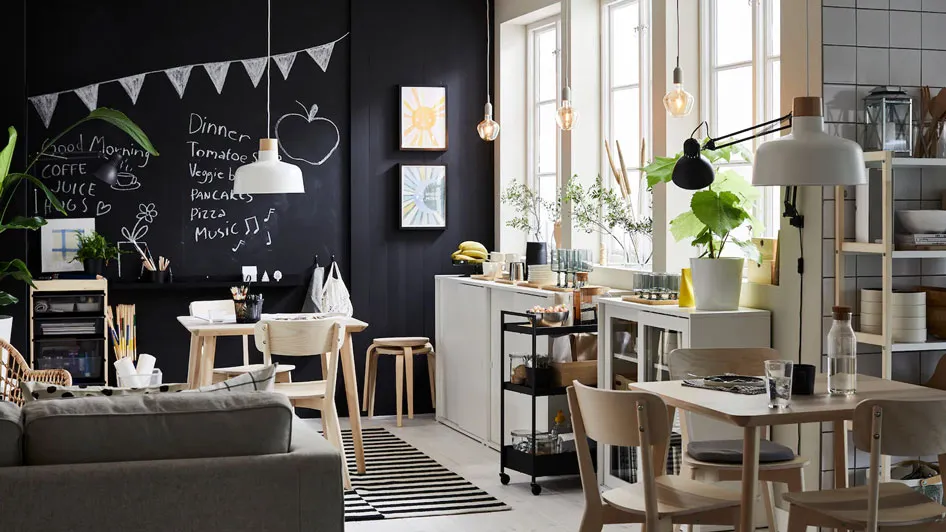 A cosy dining room with a Scandi cafe atmosphere
