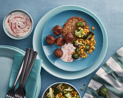 植物素肉丸配薯餅