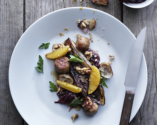 香橙雞肉丸配菊苣