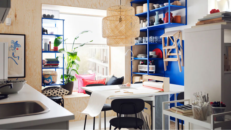 An extra small Scandi dining room with a fresh and playful style