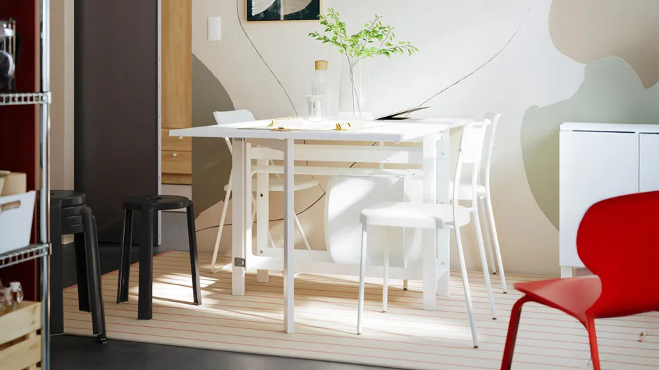 A modern Scandinavian dining room in a shared student home