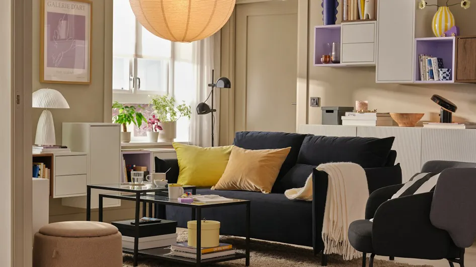 A modern small-space living room that's big on togetherness