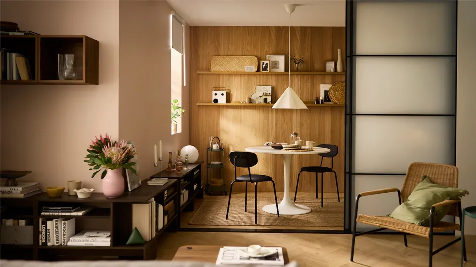 趟門與圓檯——小巧靈活的多功能飯廳